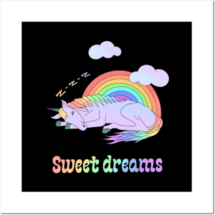 Sweet dreams - a magical dreaming unicorn Posters and Art